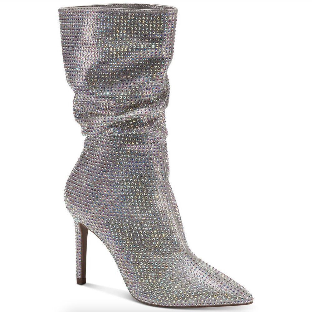 Thalia Sodi Womens Raquell Pointed Toe Rhinestones Mid-Calf Boots